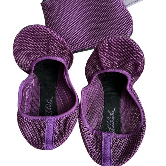 Purple Mesh Women's Flats with Matching Pouch - Picture 5 of 5